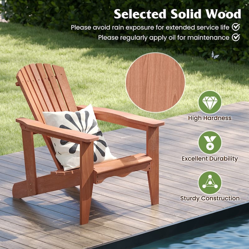 Gymax Solid Wood Garden Chair w/ High Backrest Wide Armrests &