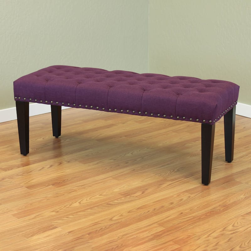 Sopri 49-inch Linen Upholstered Tufted Transitional Bench - Wine Red