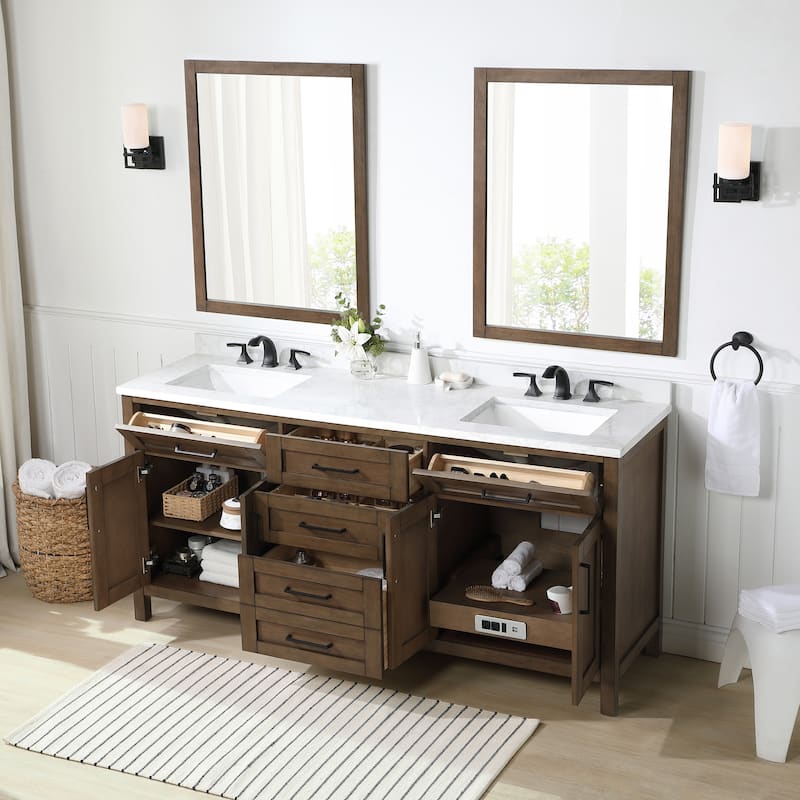OVE Decors Tahoe 72 in. Almond Latte Vanity with 2 Mirrors included