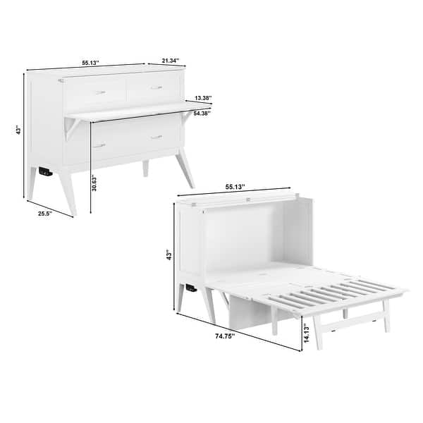 dimension image slide 0 of 3, Northampton Full Murphy Bed Desk with Mattress