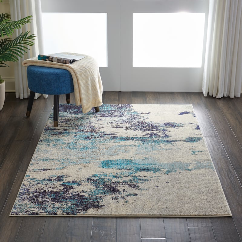 Nourison Modern Abstract Sublime Area Rug - Ivory/Blue - Rectangle - 3'11" x 5'11"