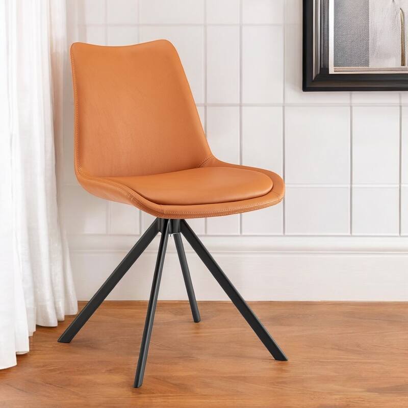 HomeRoots Orange And Black Faux Leather Dining Side Chair - Single - Orange