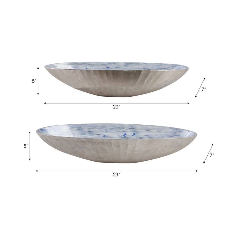 Oval Metal Bowls Sculptural Design -Set of 2 - 20", 23" - 23.0"