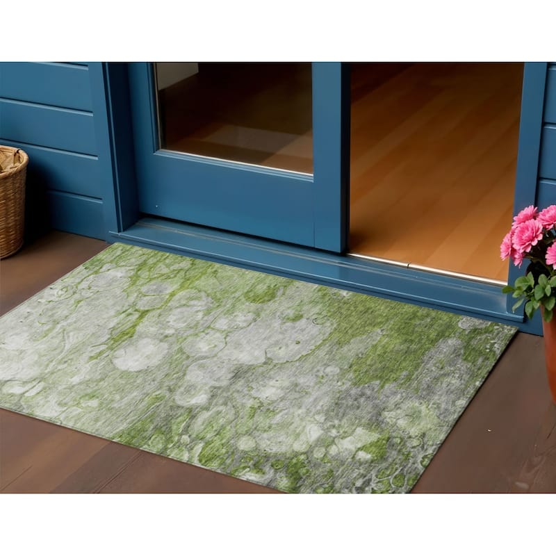 HomeRoots Abstract Transitional Rectangle Outdoor Rug - 3' x 5'