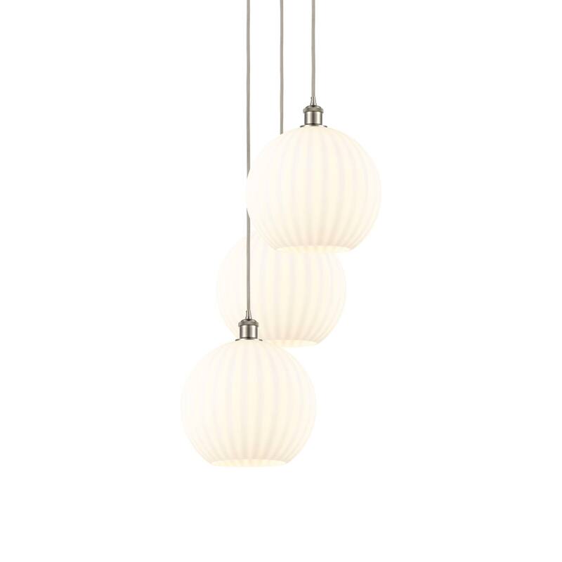 Innovations Lighting 113B-3P-39-19 White Venetian Pendant White - Brushed Satin Nickel