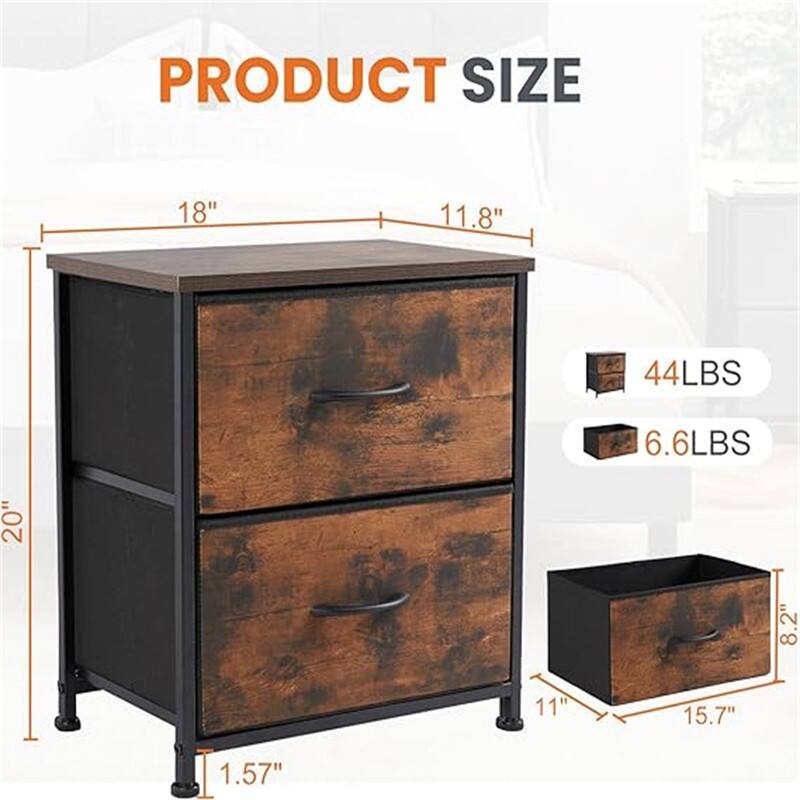Nightstand with Removable Fabric Bins