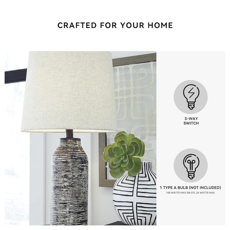 Mahima Paper 26 Inch Table Lamp - Black and White