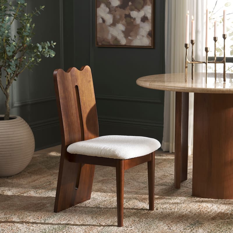 SAFAVIEH Home Kieran Dining Chair - 19"W x 22"D x 35"H - Cream/Walnut
