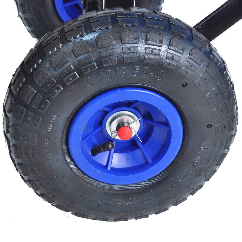 Anmytek Garden Cart Utility Wagon with Inflatable Tires Outdoor Hauler Blue Wooden
