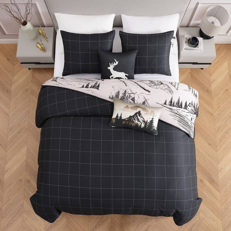 Bebejan Rocky Mountains 100% Cotton Sateen 5 Piece Reversible Comforter Set