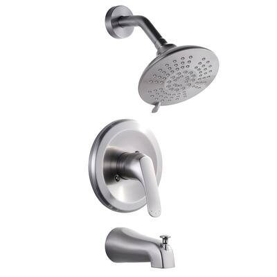 WOWOW Single Handle 5-Spray Round Shower Faucet with Tub Spout