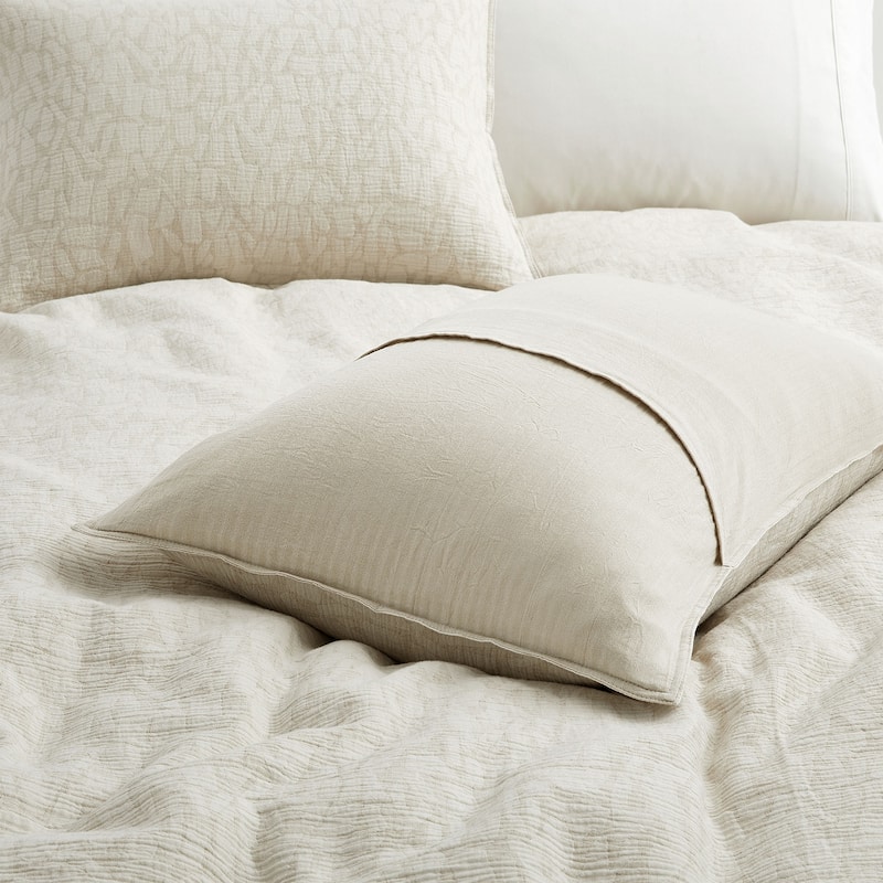 Floral Jacquard Cotton Linen Blend Duvet Cover Set, Bedding Set with Pillowcases