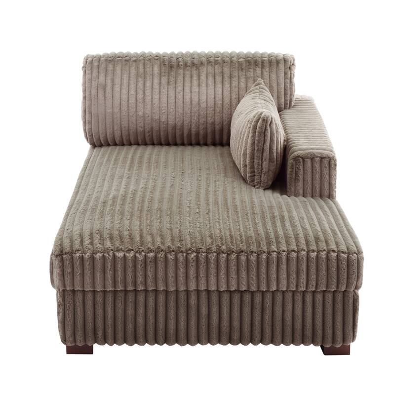 42" W Plush Corduroy Upholstered Chaise Lounge Sleeper for Living