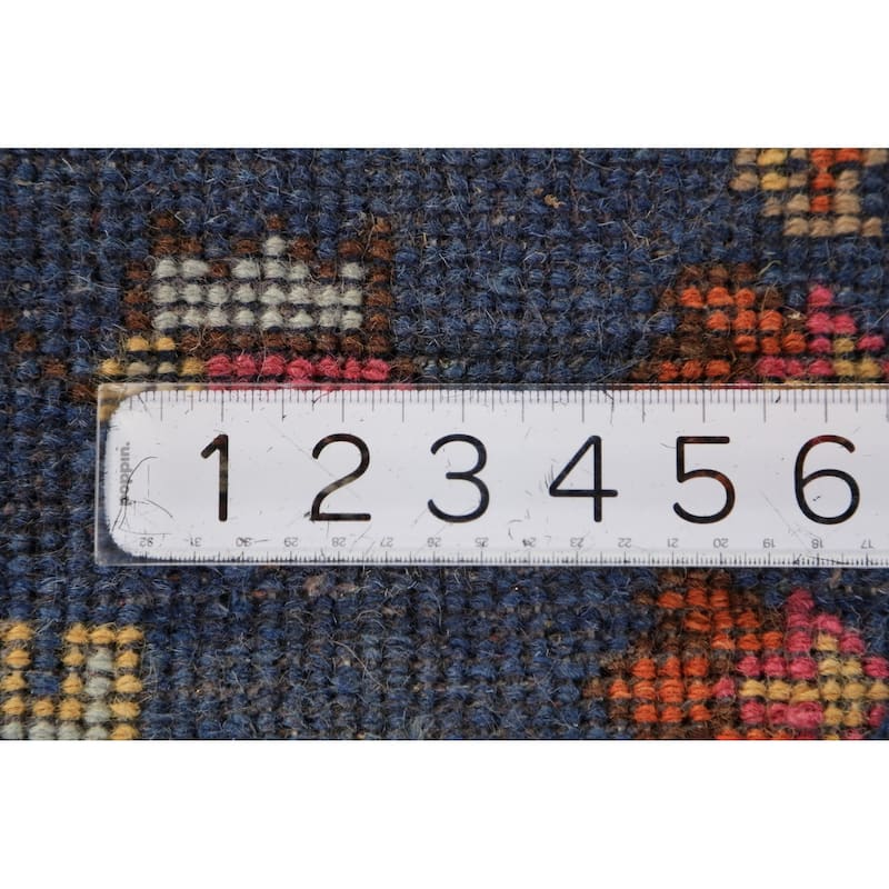 All-Over Blue Oushak Indian Foyer Rug Hand-Knotted Wool Carpet - 3'1"x 5'0"