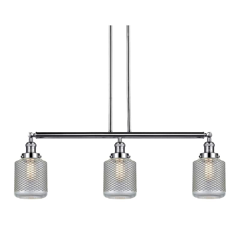 Innovations Lighting Stanton 3 Light 39" Wide Linear Chandelier - Polished Nickel / Vintage Wire Mesh