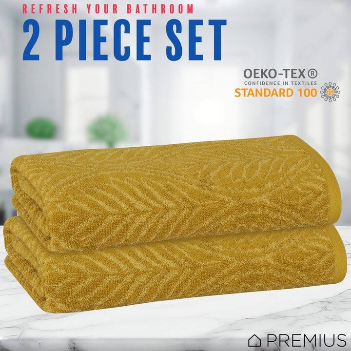PREMIUS 2 Pack Leaf 100% Cotton Yarn Dyed Hand Towel, 16x28 Inches - 16x28 Inches