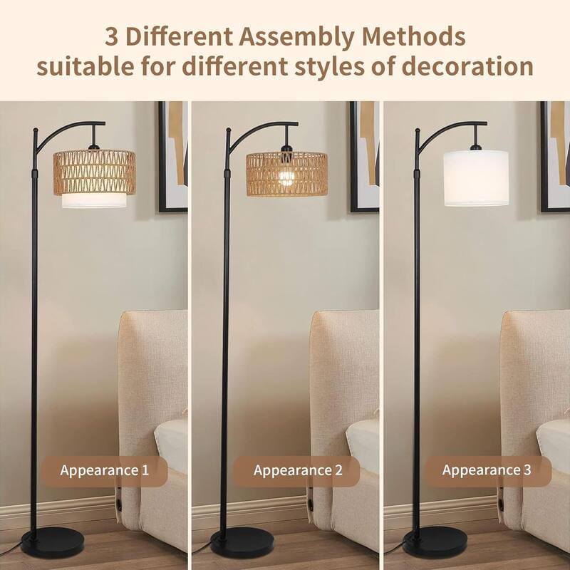 Arc Floor Lamp with Table and Shelves