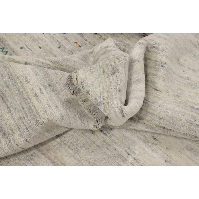 Hand Knotted Oriental Viscose Silk Carpet Tribal Animal Pictorial Beige & Ivories Gabbeh Area Rug - 9' 10'' X 10' 5''