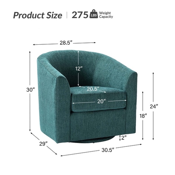 dimension image slide 3 of 10, Cuenca Modern Upholstered Barrel Chair with Swivel Base Set of 2