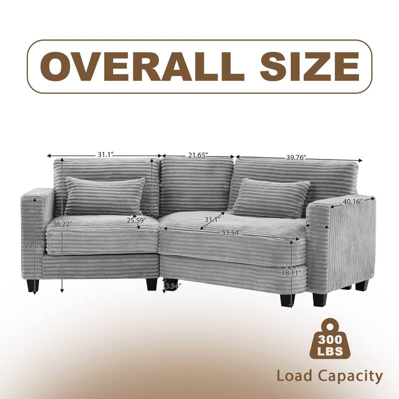 Multi-seat(3/4/5 seats) Corduroy Sectional Sofa, Modular Couch for Living Room & Business