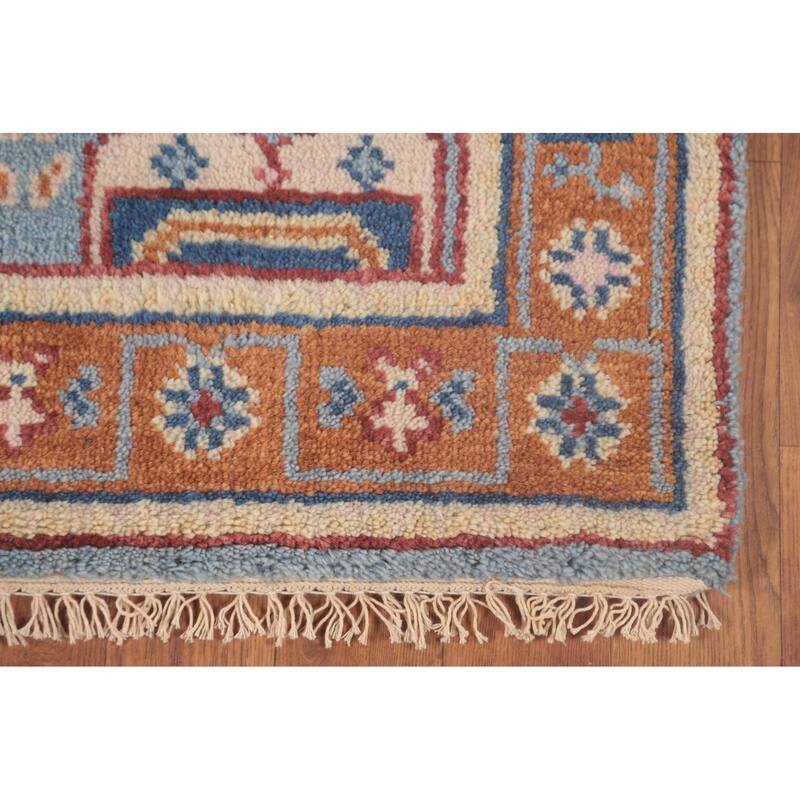 Geometric Khotan Runner Rug Handmade Oriental Wool Carpet - 2'6"x 7'10"