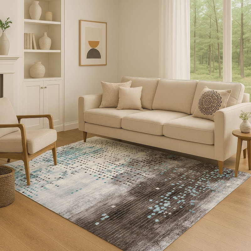 Premium Washable Super Soft Modern Contemporary Mayfield Rug - Teal - 3' x 5'