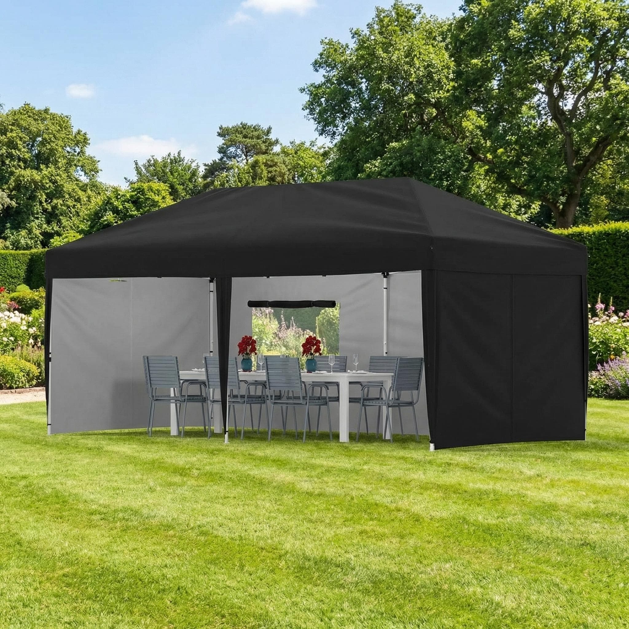 10x20 Pop Up Canopy, with 4 Sidewalls, 3 Adjustable Height