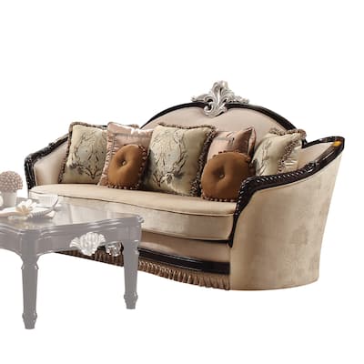 Leonardo Tan and Black 7-Pillow Sofa