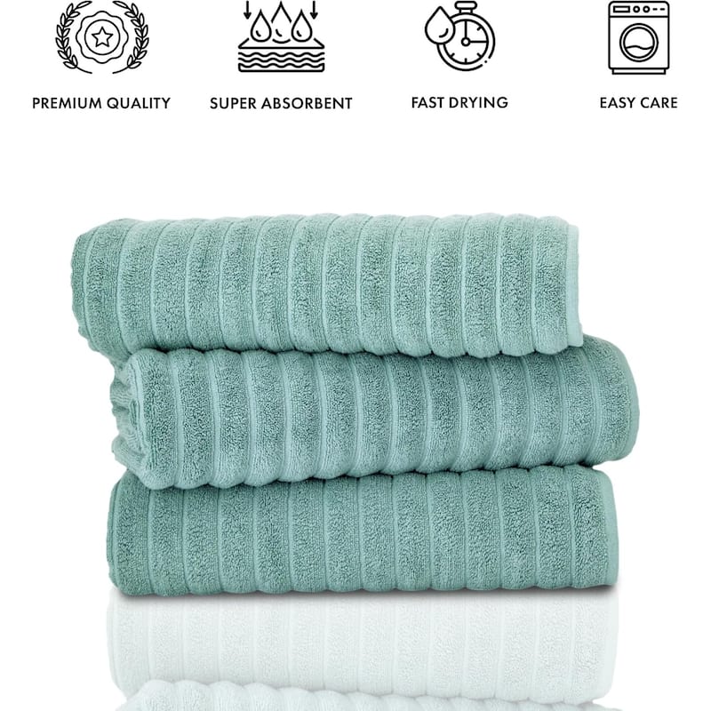 Classic Turkish Towels 100% Turkish Cotton Bath Sheets Plush Ribbed 3 Piece 40x65" - 40x65
