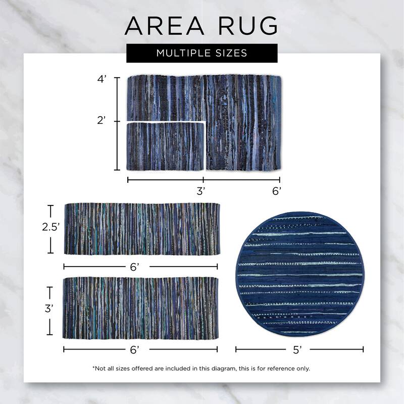 DII French Blue Recycled Cotton Loop Rug - 2x3