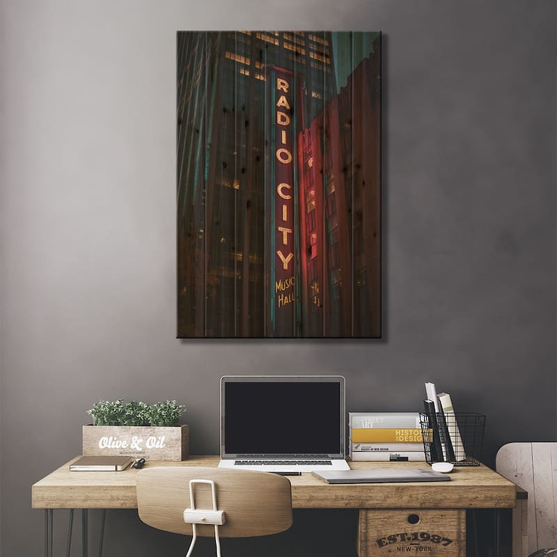 Radio City Print On Wood by Jon Bilous - Multi-Color