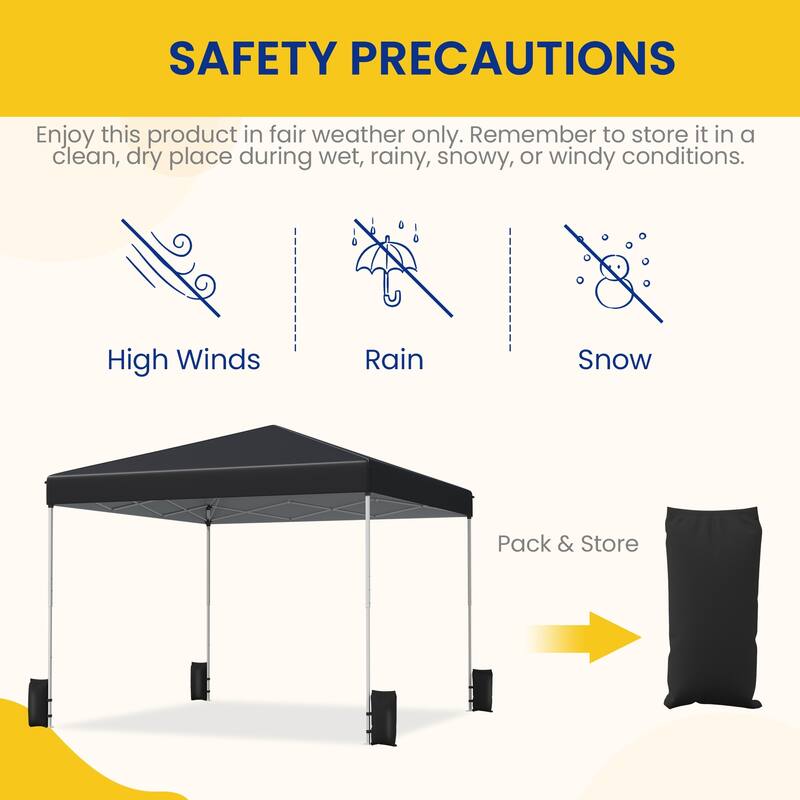 Pop Up Canopy Tent – Outdoor Shade Gazebo with Storage Bag & Sandbags,Easy Setup Canopy for Patio, Camping, Beach