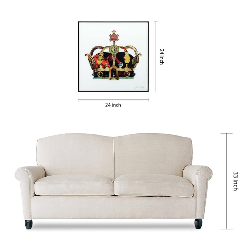 "Crown" Printed Glass Wall Art with Black Anodized Aluminum Frame