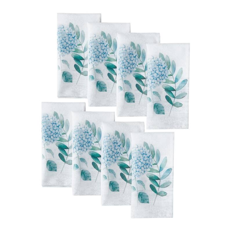 Hydrangea Sketch Double Border Napkin, Set of 8 - 17x17 - Set of 8