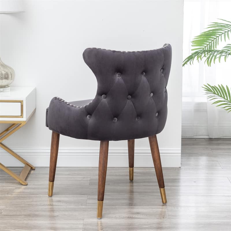 Contemporary Velvet Upholstered Nailhead Trim Accent Chair