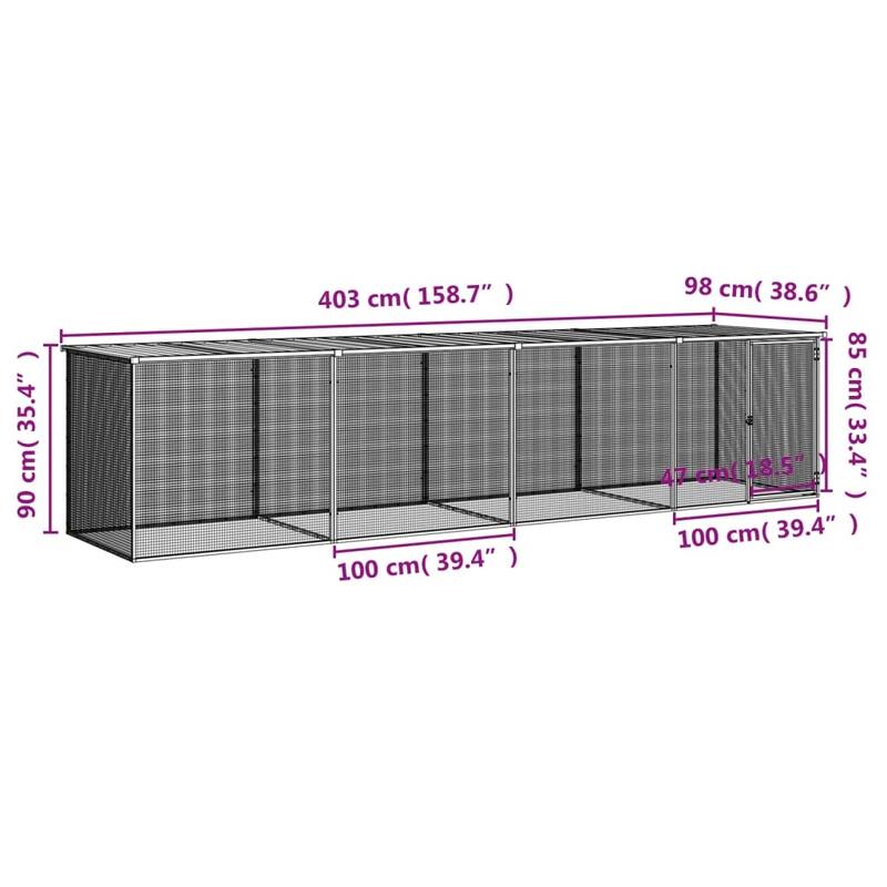vidaXL Chicken Cage with Roof Metal Chicken Run Animal House Galvanized Steel