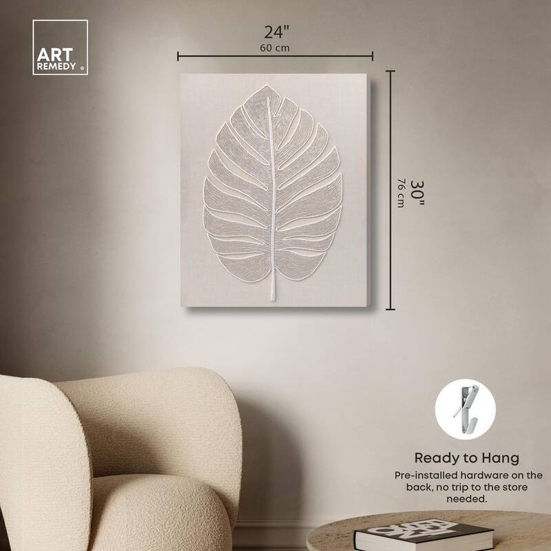 Linen Leaf I Canvas by Art Remedy, Gallery Wrapped