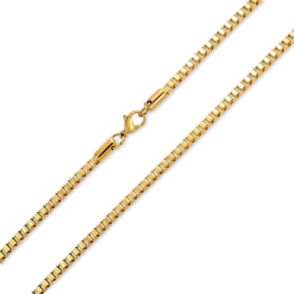 Box Chain Link 3mm Thin Necklace Men Gold Plated Stainless Steel High On Sale Overstock 17987082