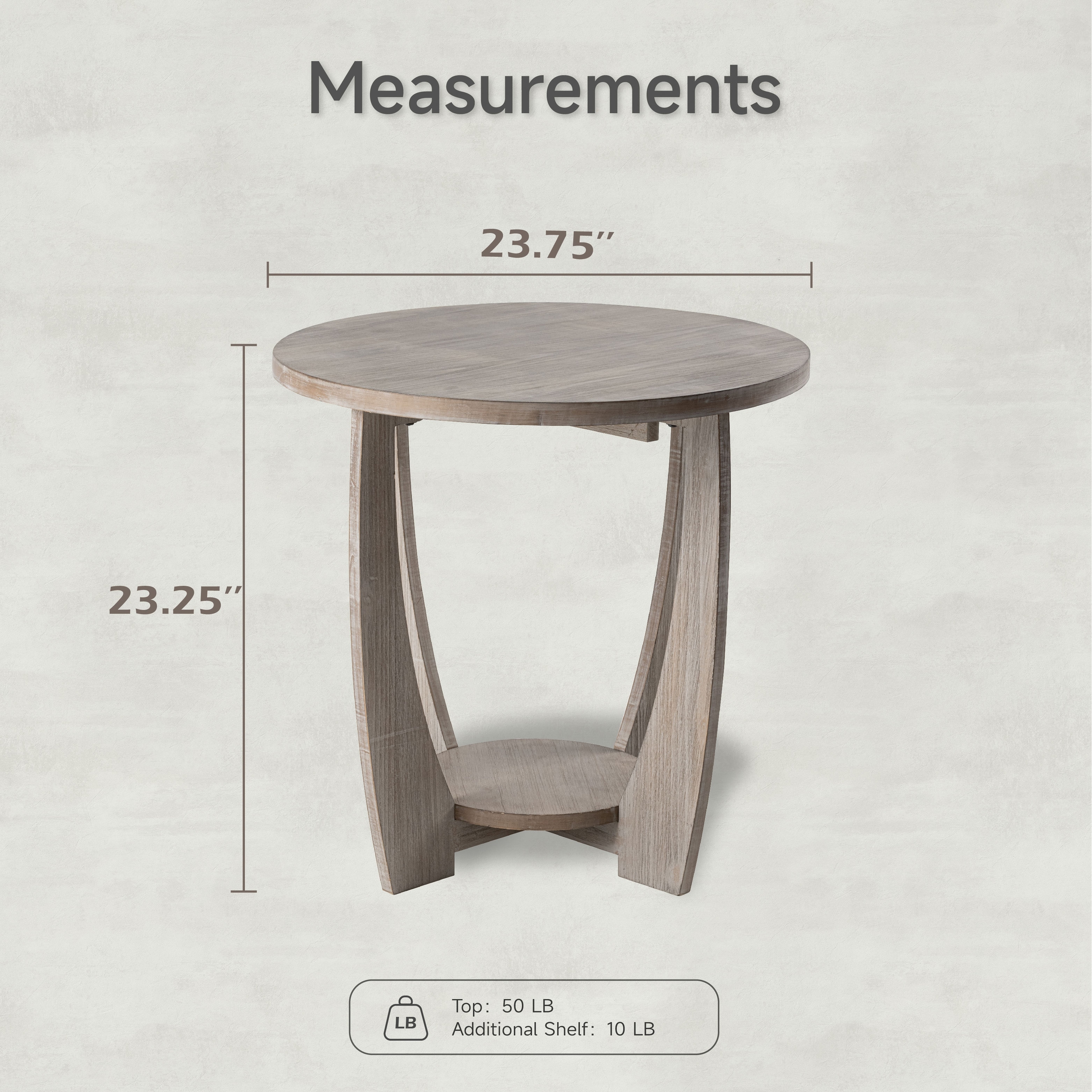COZAYH Rustic Farmhouse End Table with Storage Shelf, French Country Accent Side Table, Round