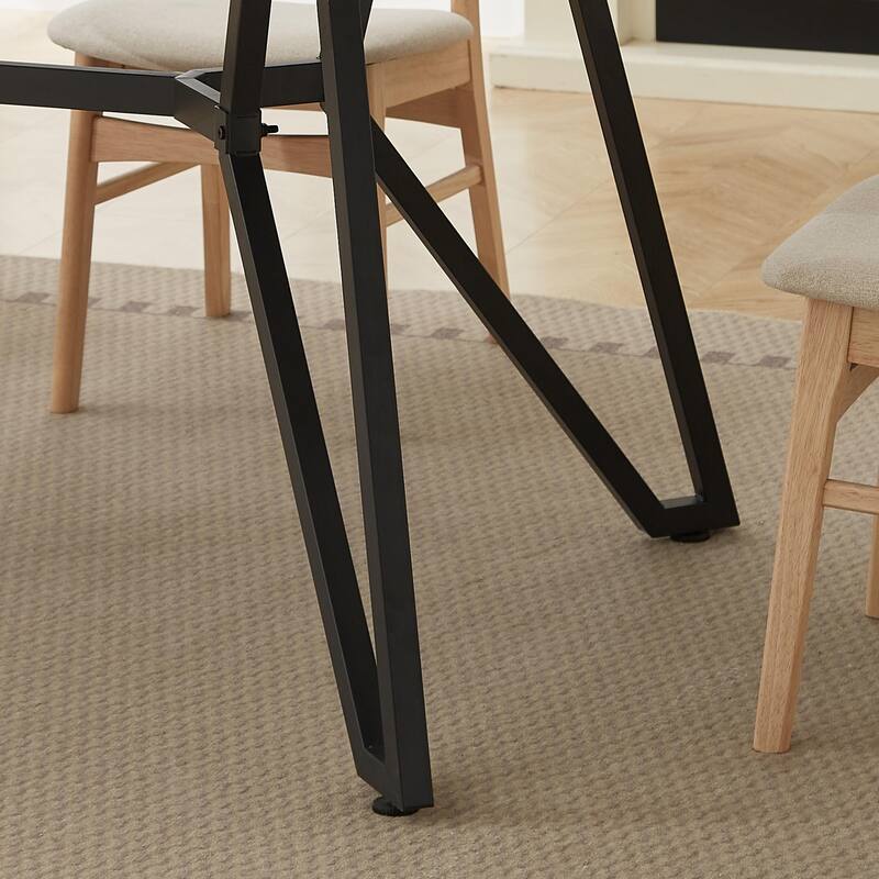 70.9" Large Dining Table for 6-8, Modern Farmhouse Kitchen Table with Spacious Tabletop & V-Shaped Steel Base, Adjustable Legs