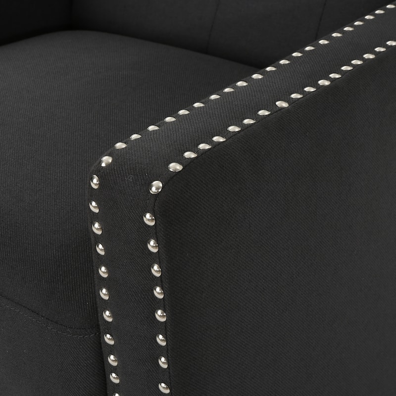 Pushback Recliner Chair, Fabric Armchair Push Back Recliner with Rivet Trim, Mid Century Tufting Accent Chair for Living Room