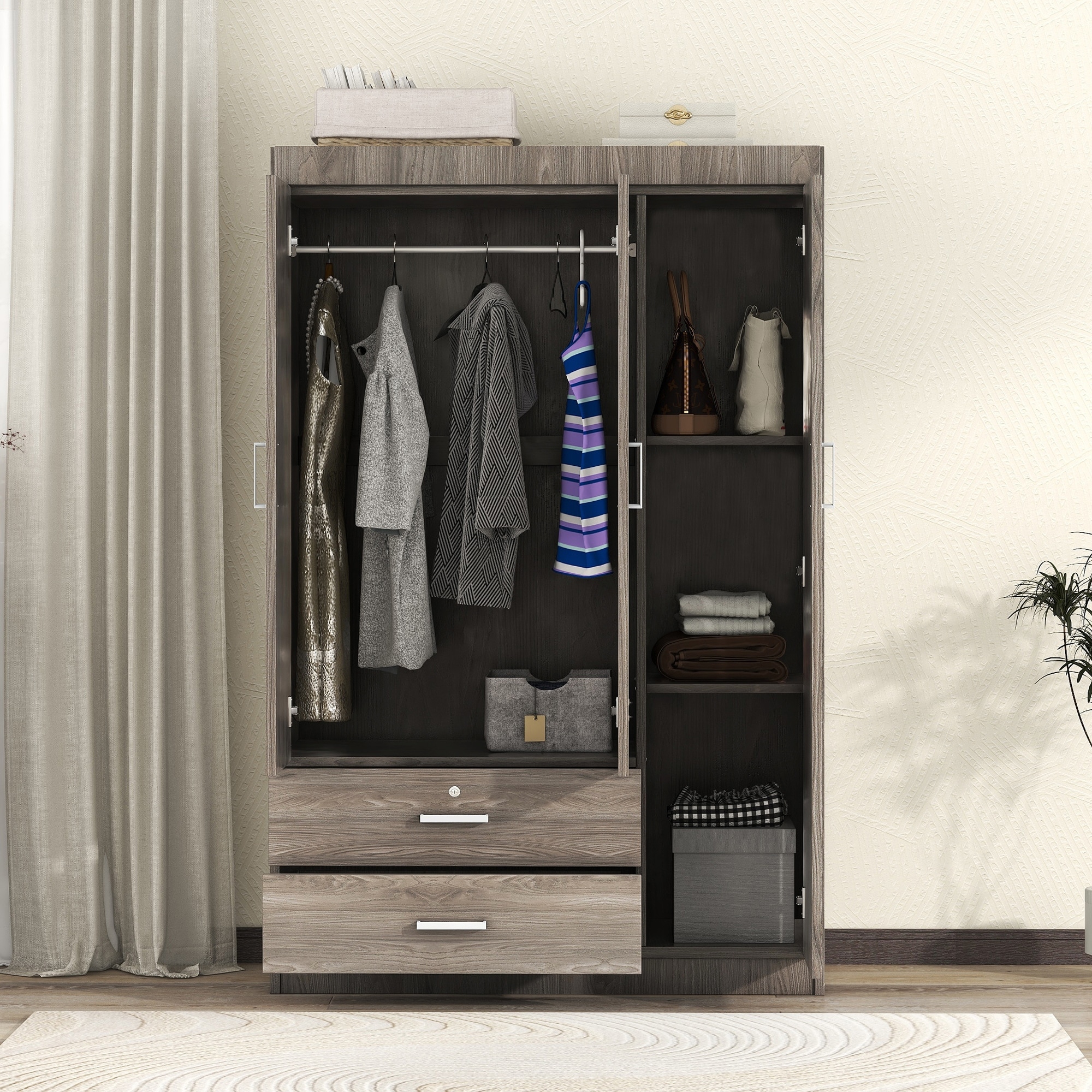 3 hanging rail wardrobe sales