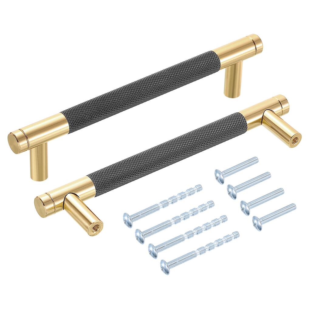 Cabinet Handles, 5" Aluminum Alloy Champagne Gold Knurled Pulls