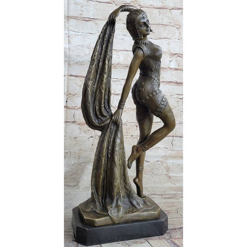Bronze Marble Statue Dancer Vintage Theatre Signed Chiparus Drama Opera Sculpture