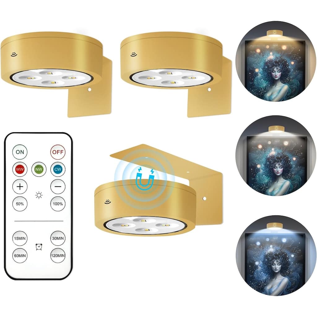 3pcs picture light gold display light plastic wall light