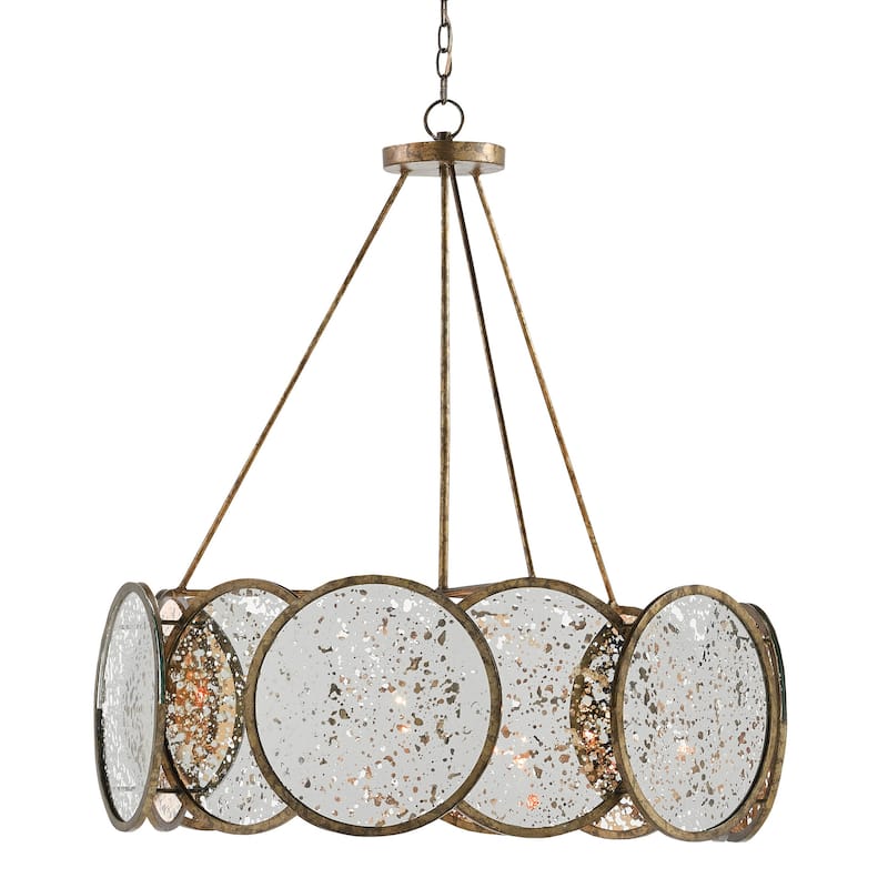 Currey & Company Oliveri Chandelier - 38"h x 34"dia - 38"h x 34"dia - Pyrite Bronze/Raj Mirror