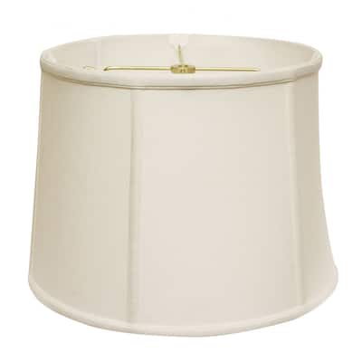 HomeRoots 17" White Throwback Drum Linen Lampshade - 17