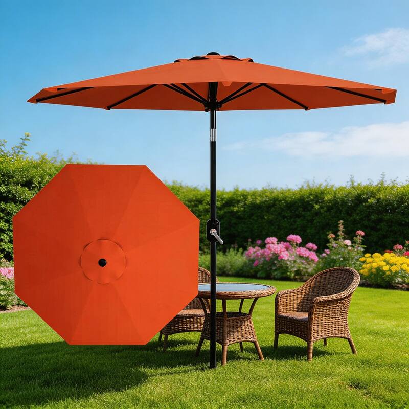 10ft Outdoor Patio Umbrella, with Crank Lift & Push Button Tilt, UV Protection Waterproof