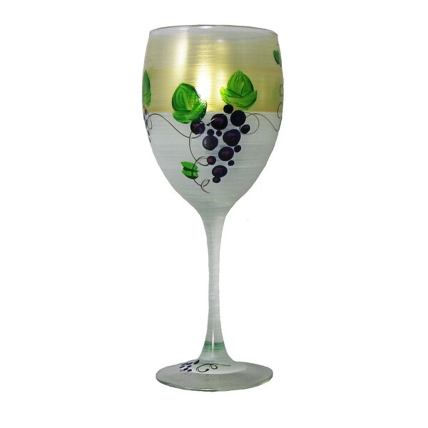 Set Of 2 Grapes And Vines Hand Painted Wine Drinking Glasses 10 5 Ounces N A