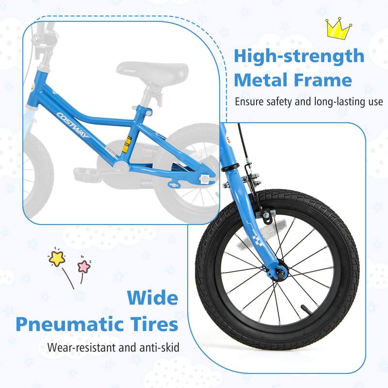 Costway 12"/14"/16"/18" Kids Training Bike with Removable Training